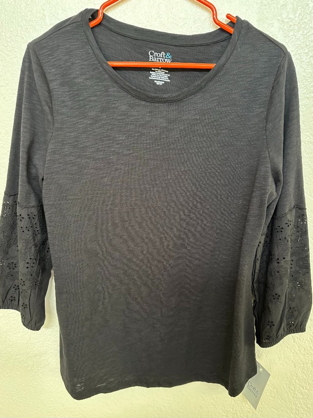 Croft & Barrow women's top, 3/4 sleeve, Small, black